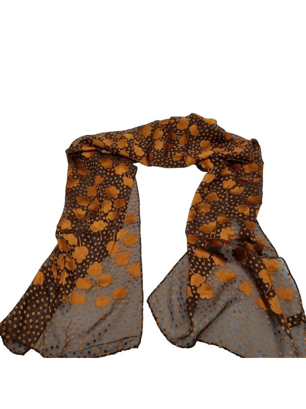 Zenith Black Orange Floral Rectangle scarf Made In Italy 13"x54"